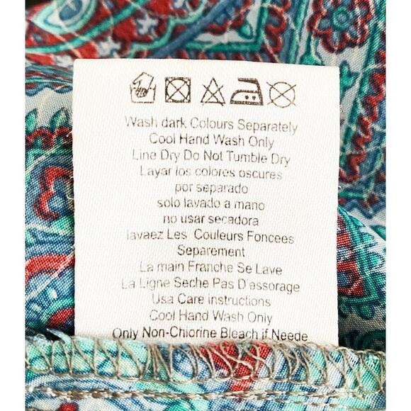 Karma Highway Women's Racerback Romper Turquoise Paisley Smoked Waist Pockets OS - Picture 6 of 6